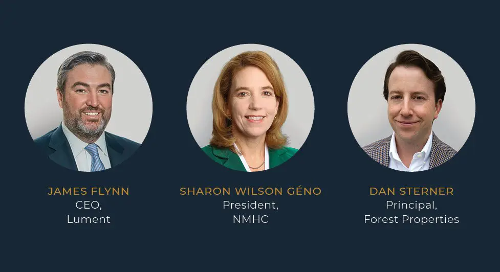 Webcast Recording: Threading The Needle: Making The Most Of 2024 2 Webcast Recording: Threading The Needle: Making The Most Of 2024: Headshots Of Speakers Lument Ceo Jim Flynn, National Multifamily Housing Council President Sharon Wilson Géno, And Forest Properties Principal Dan Sterner