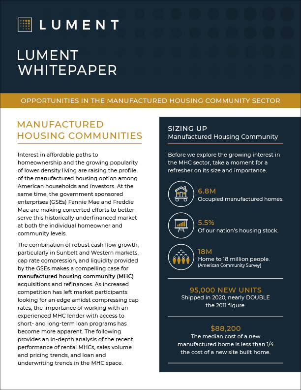 Whitepaper: Opportunities in the Manufactured Housing Community Sector - whitepaper cover 1